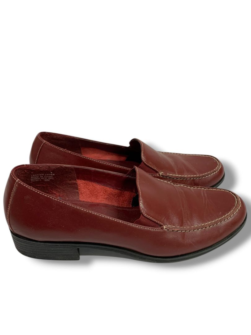 Size 9 Mootsies Tootsies Womens Dark Red Leather Loafers Shoes