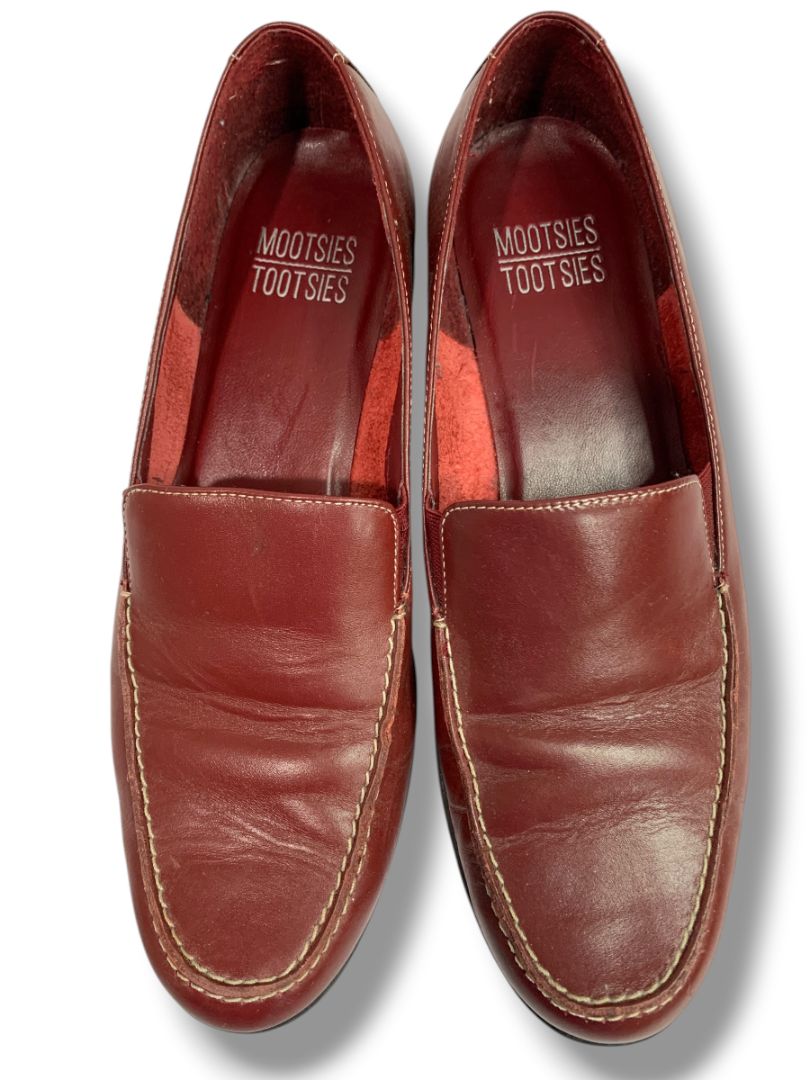 Size 9 Mootsies Tootsies Womens Dark Red Leather Loafers Shoes