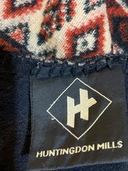 Huntingdon Mills Fleecey Throw Blanket Burgundy Black Print 56 x 62"
