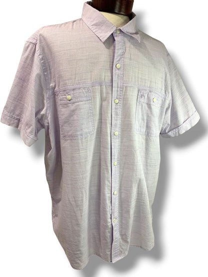 Size XXL Izod Saltwater Orchid Striped Mens Button Up Short Sleeve Shirt
