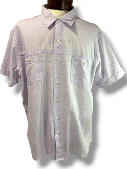 Size XXL Izod Saltwater Orchid Striped Mens Button Up Short Sleeve Shirt