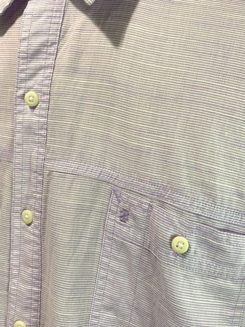 Size XXL Izod Saltwater Orchid Striped Mens Button Up Short Sleeve Shirt