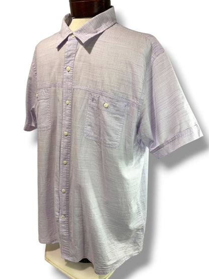 Size XXL Izod Saltwater Orchid Striped Mens Button Up Short Sleeve Shirt