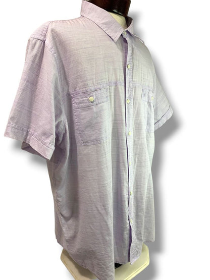 Size XXL Izod Saltwater Orchid Striped Mens Button Up Short Sleeve Shirt