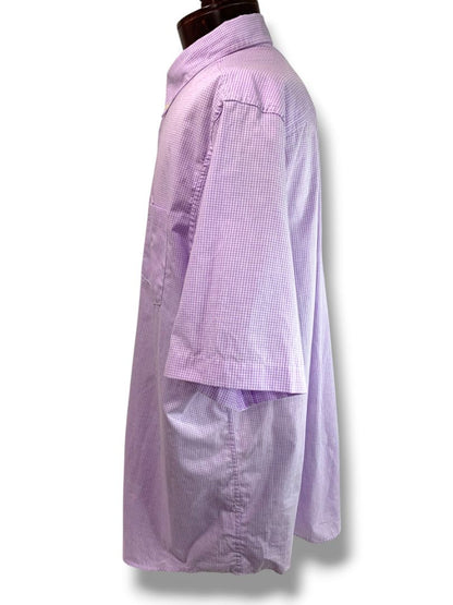 Size XXL Chaps Mens Easy Care Button Down Short Sleeve Orchid Plaid Shirt