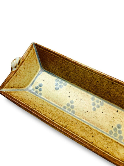 Stoneware Pottery Serving Relish Gray 13" x 3.5" Brown Blue