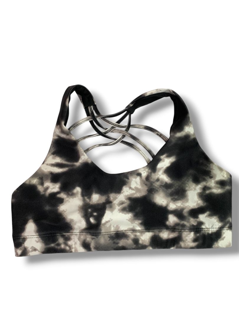 Small Mossimo Sports Bra Criss Cross Back Black Bleach Out Pattern