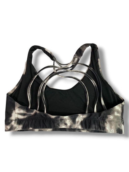 Small Mossimo Sports Bra Criss Cross Back Black Bleach Out Pattern