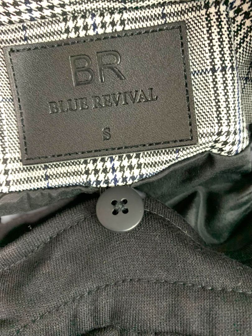 Small Blue Revival Womens Black White Plaid Removable Hoodie Insert Oversize Retro