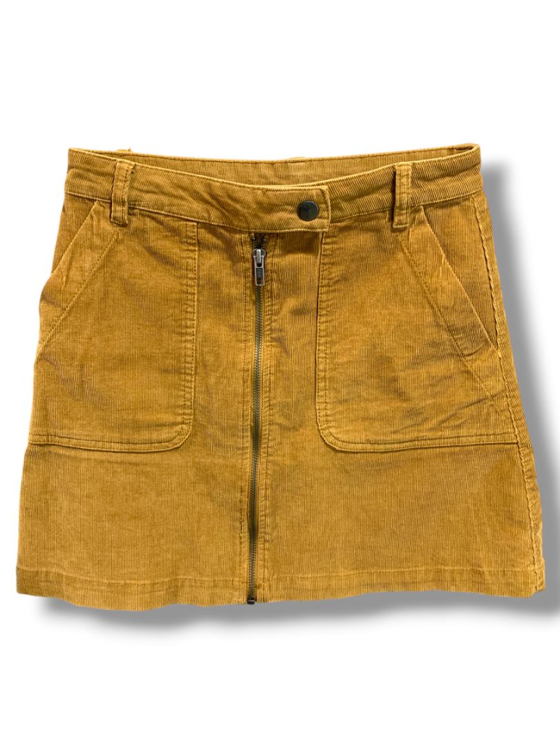 Size XS BP Coduroy Mini Skirt Zip Front Mustard Yellow 16" Length