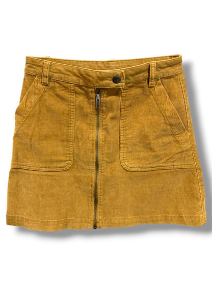 Size XS BP Coduroy Mini Skirt Zip Front Mustard Yellow 16" Length