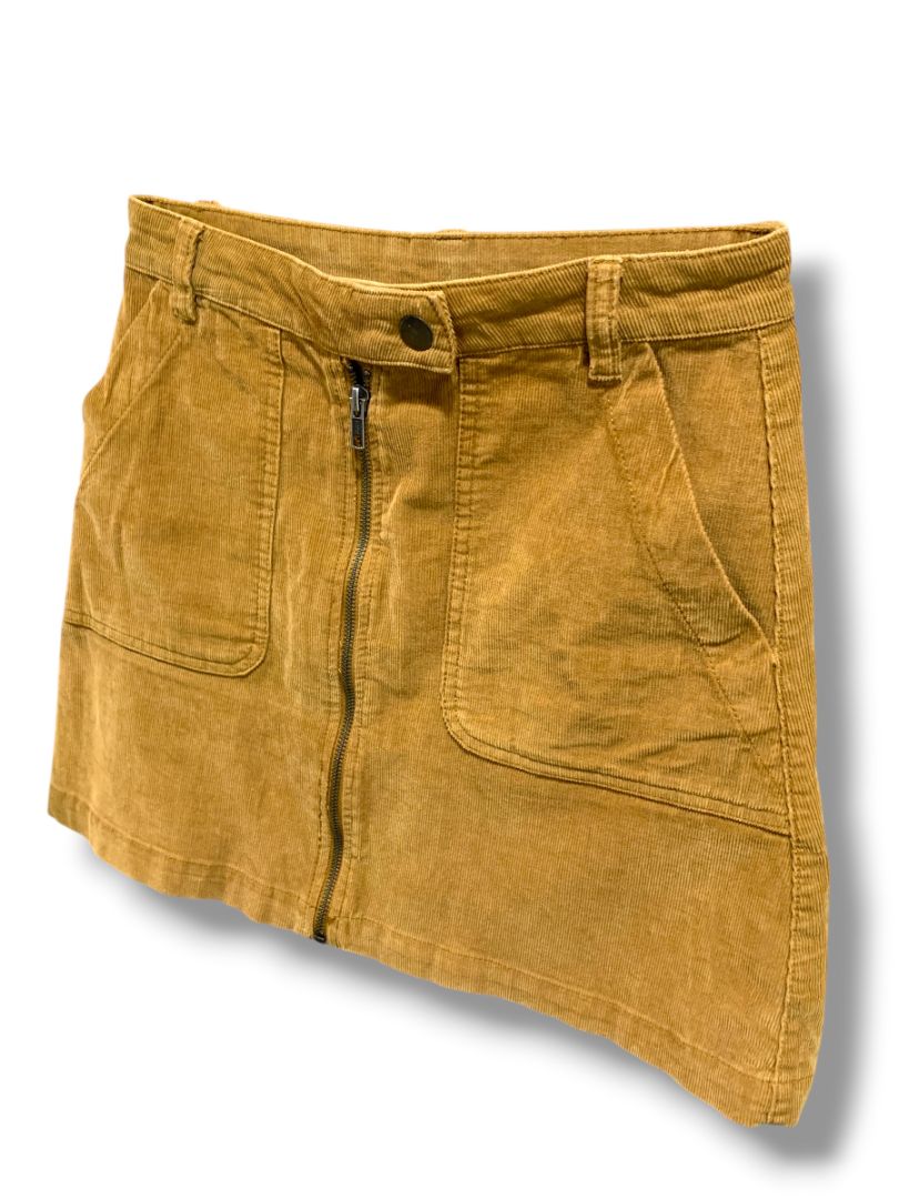 Size XS BP Coduroy Mini Skirt Zip Front Mustard Yellow 16" Length
