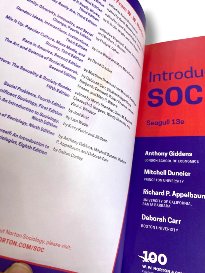 Introduction to Sociology Paperback Giddens Anthony Duneier 13th Seagull Edition