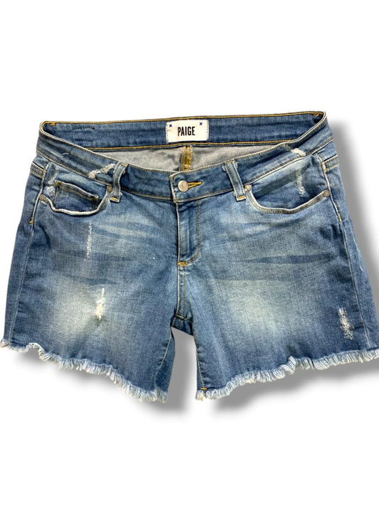 Size 26 Paige Womens Jean Shorts Distressed Denim 5" Inseam Raw Edge