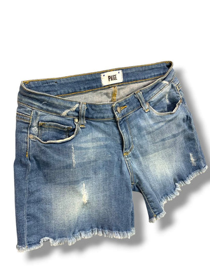 Size 26 Paige Womens Jean Shorts Distressed Denim 5" Inseam Raw Edge