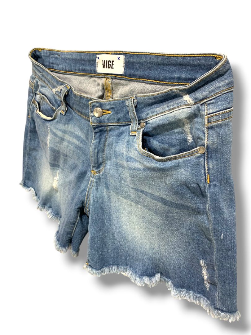 Size 26 Paige Womens Jean Shorts Distressed Denim 5" Inseam Raw Edge