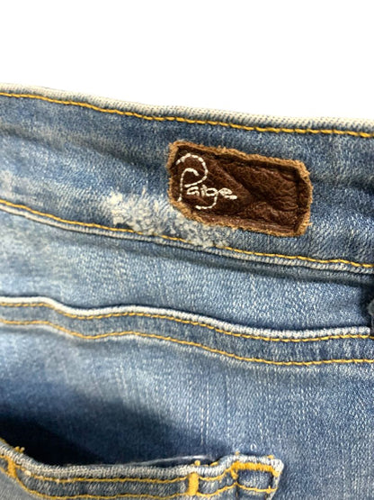Size 26 Paige Womens Jean Shorts Distressed Denim 5" Inseam Raw Edge