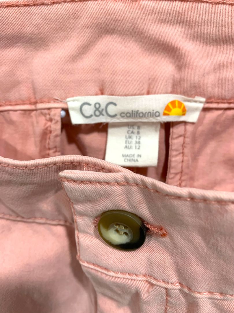 Size 8 C&C Californai Womens Pink Chino Shorts 6" Inseam