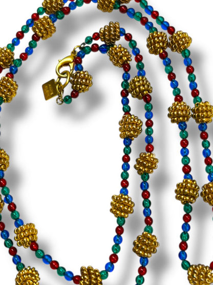 Anne Klein Beaded 38" Necklace Goldtone Jewel Tones