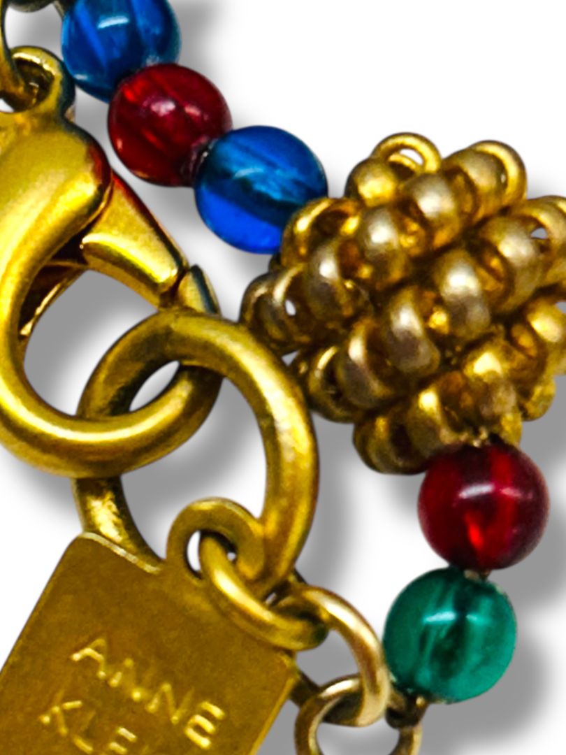 Anne Klein Beaded 38" Necklace Goldtone Jewel Tones