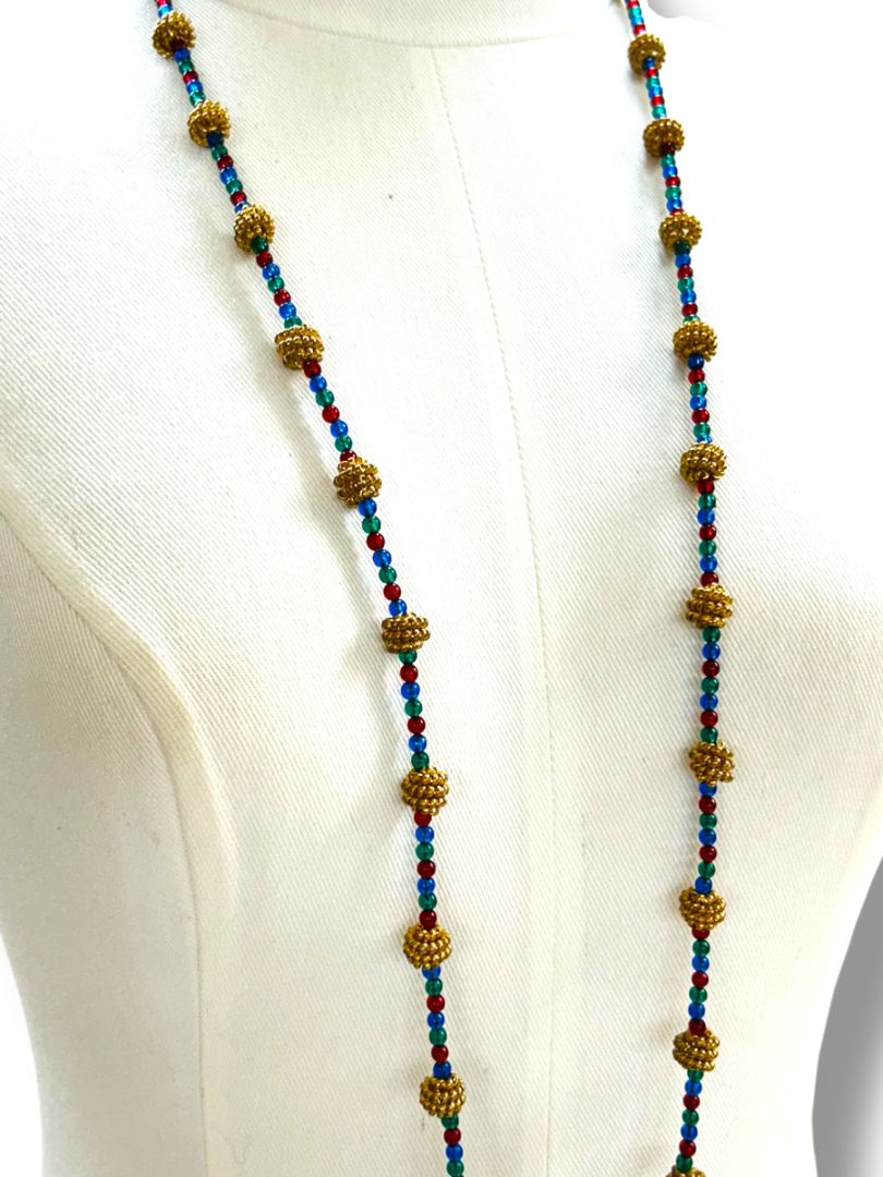 Anne Klein Beaded 38" Necklace Goldtone Jewel Tones