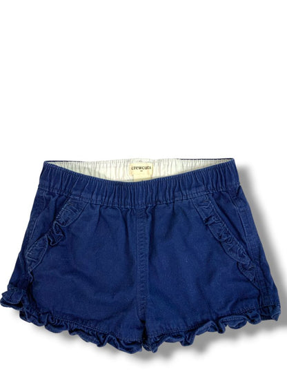 Size 5 Crewcuts J.Crew Kids Girls Navy Blue Shorts Ruffle Trim AW536 Pull On Twill