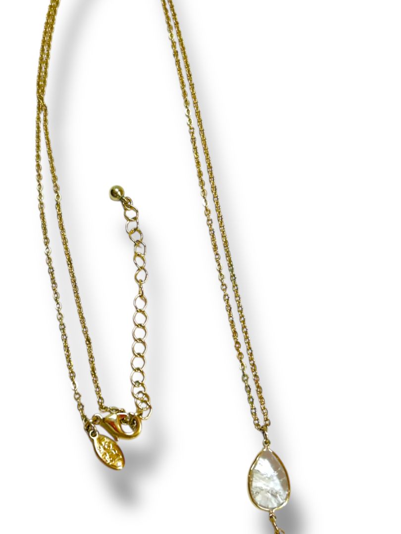 Loft Outlet Goldtone 32-35" Chain Necklace Pink Clear Pendant 2.5" Drop