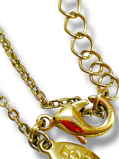 Loft Outlet Goldtone 32-35" Chain Necklace Pink Clear Pendant 2.5" Drop