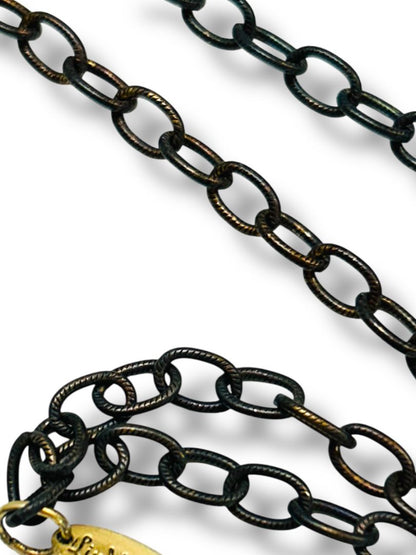 Liv H Grace Faux Tusk 3" Pendant Boho 44" Chain Antiqued Look