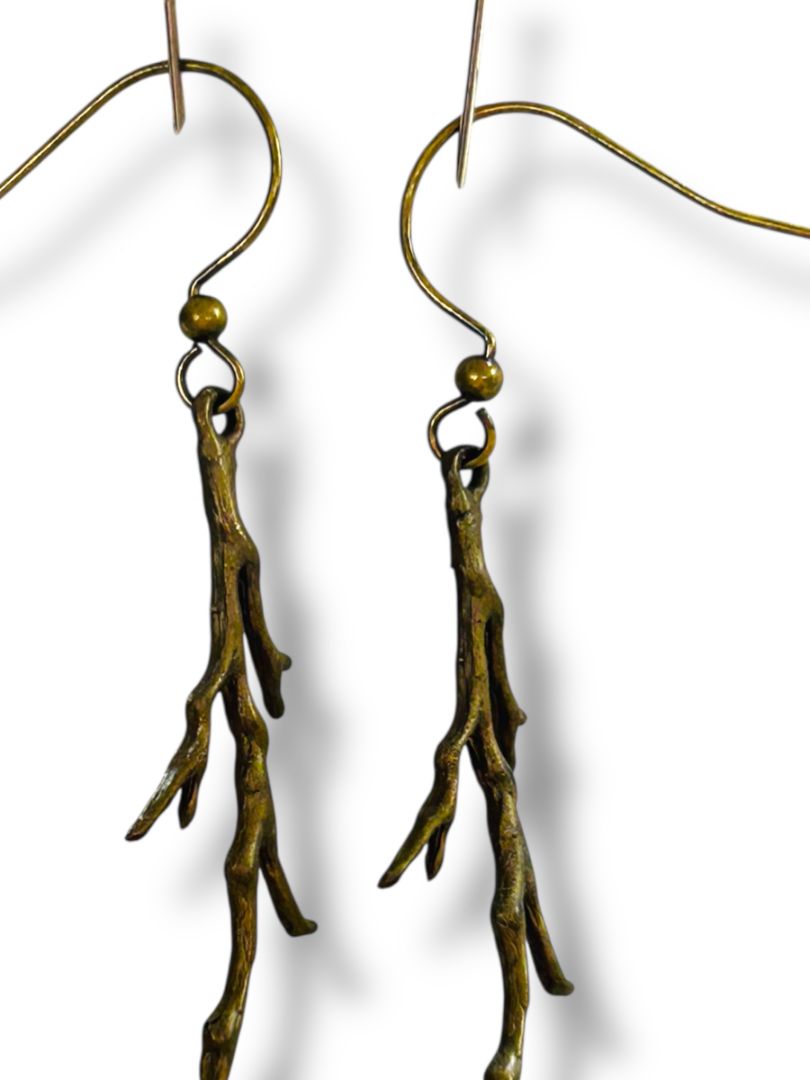 Antiqued Goldtone Necklace Earring Set DiBon USA Nature Theme New
