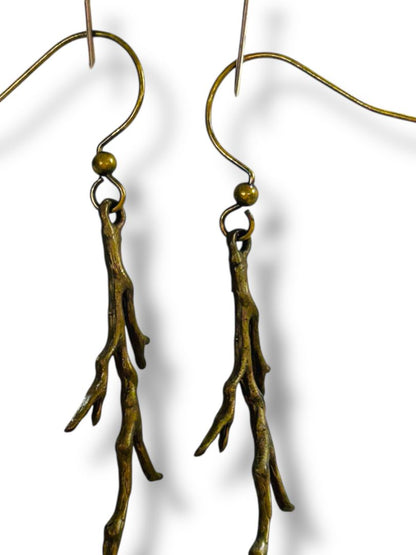 Antiqued Goldtone Necklace Earring Set DiBon USA Nature Theme New