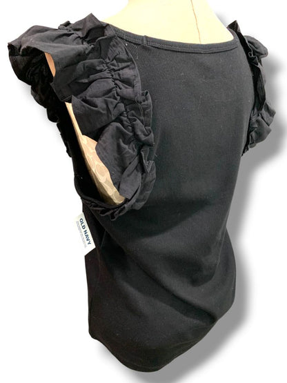 Size XL Old Navy Womens Black Ruffle Sleeve New Ribbed Tshirt