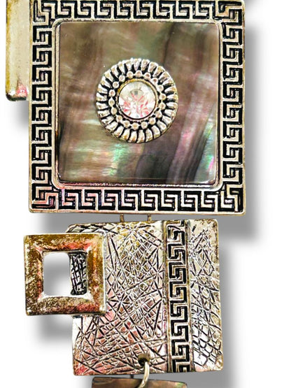 Silvertone Statement Necklace 2.75" Pendant Artsy 15-17"