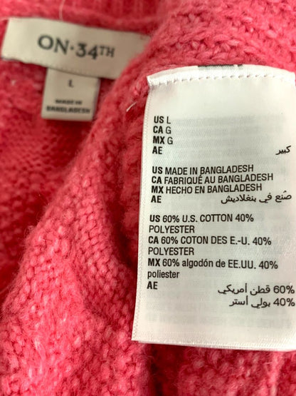 Large On 34th Womens Hot Pink Cable Knit Sweater Vest V-Neck