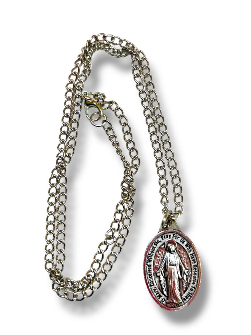 Lot of 2 Religious Medal Necklaces Mary St Anthony 20" Chains