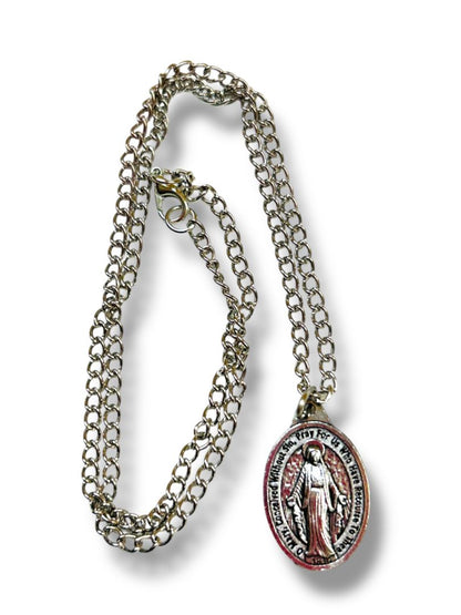 Lot of 2 Religious Medal Necklaces Mary St Anthony 20" Chains