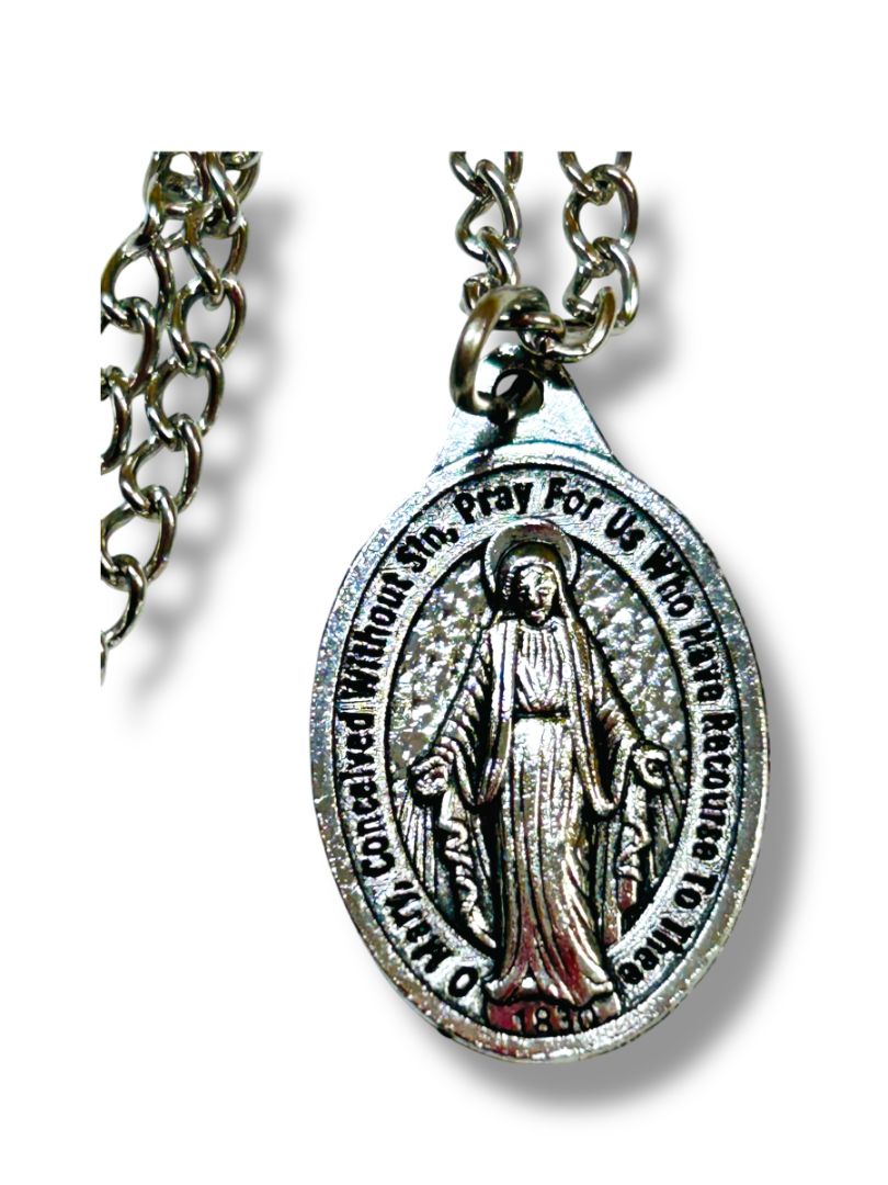 Lot of 2 Religious Medal Necklaces Mary St Anthony 20" Chains