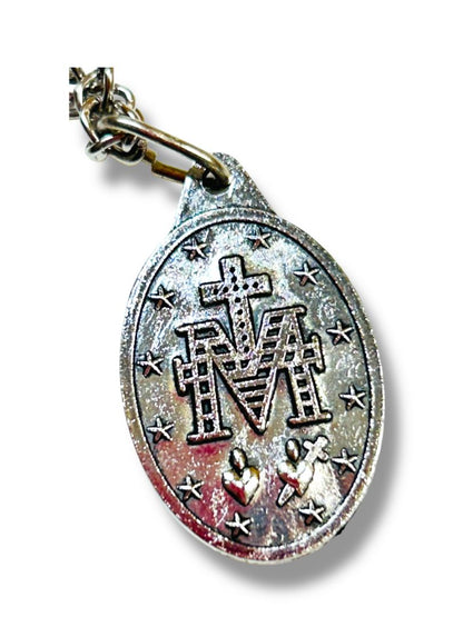 Lot of 2 Religious Medal Necklaces Mary St Anthony 20" Chains