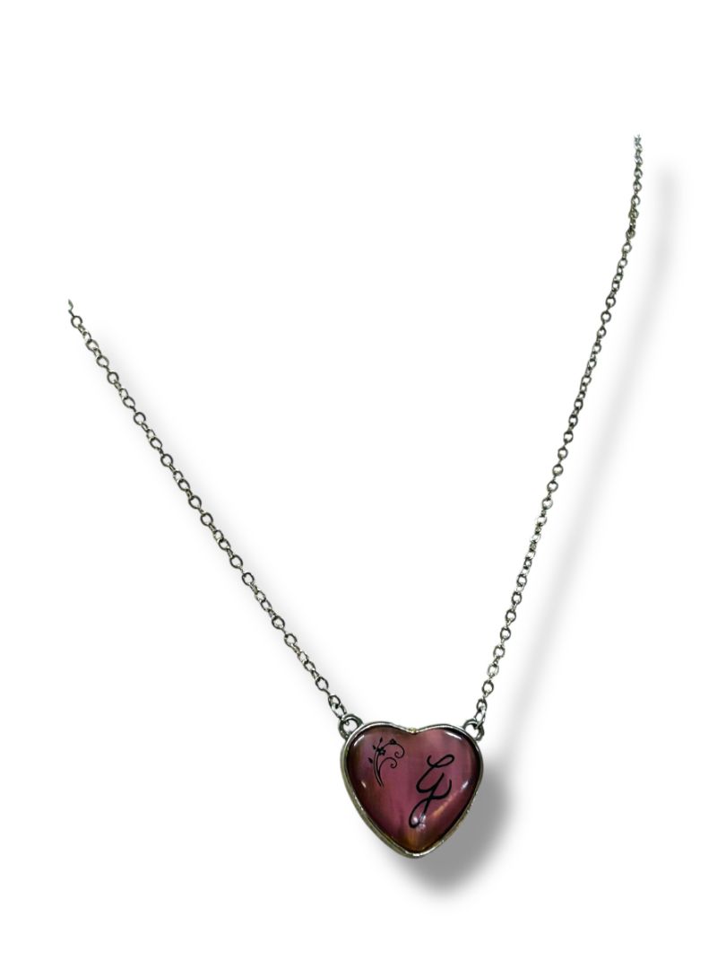 Lot of 2 Silvertone Heart Pendant Necklaces Pink Clear 16-18"