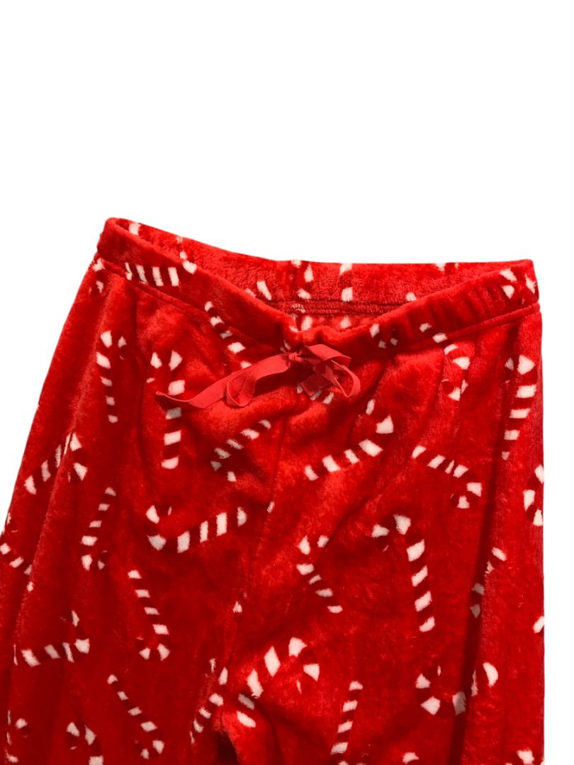 Medium Retro Candy Cane Womens Fleece Holiday Christmas Pull On Sleep Pants