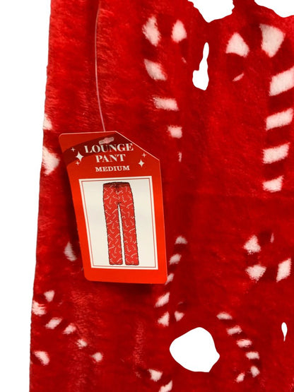 Medium Retro Candy Cane Womens Fleece Holiday Christmas Pull On Sleep Pants