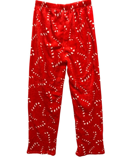 Medium Retro Candy Cane Womens Fleece Holiday Christmas Pull On Sleep Pants