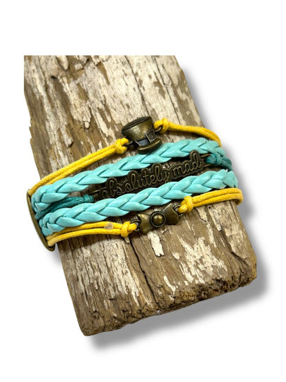 Ashley Bridget "Absolutely Mad" Teal Yellow 7.5-9" Bracelet
