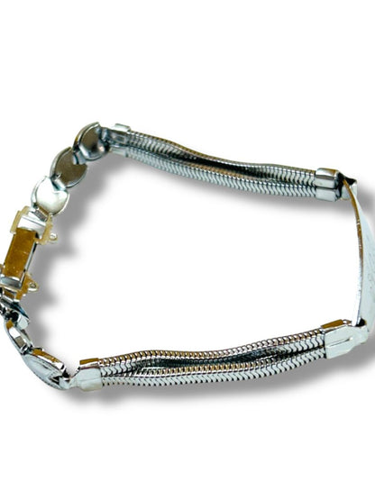 Silvertone ID Bracelet "Ada" Engraved Hearts Design 7.75"