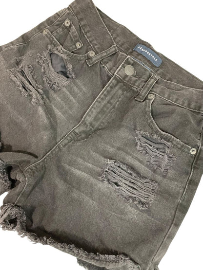 Size 0 Aeropostale Mom Short Distressed Black Jean Shorts Denim Womens
