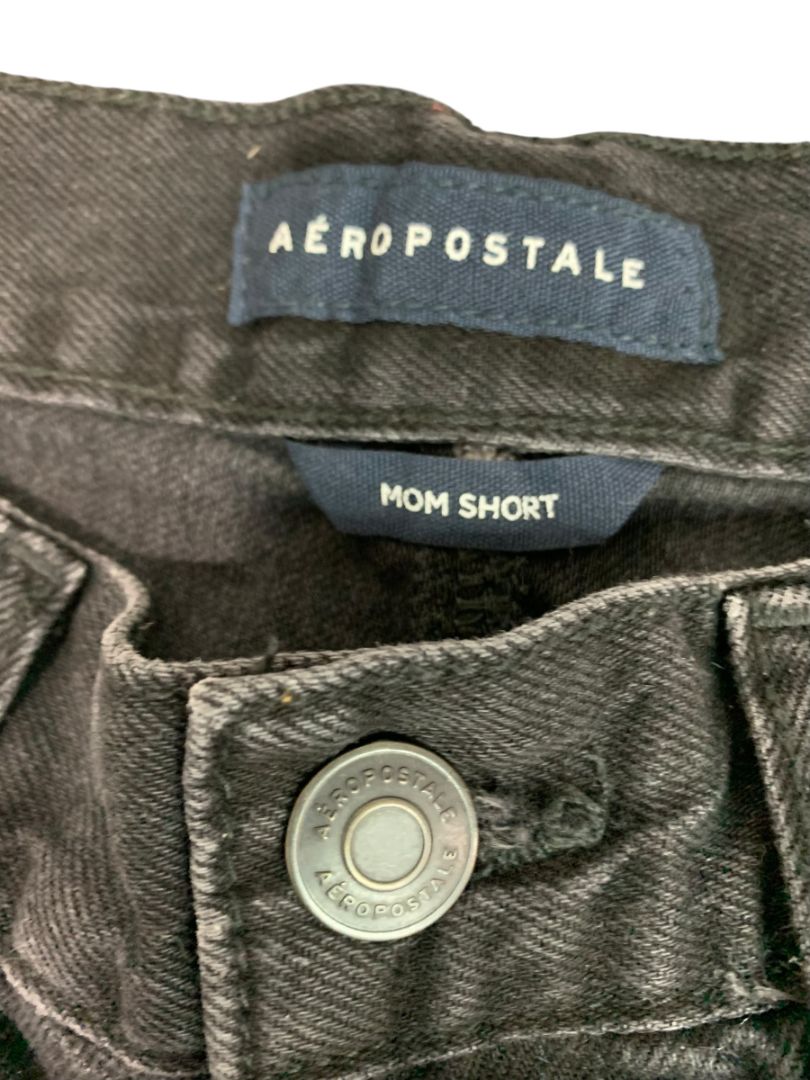 Size 0 Aeropostale Mom Short Distressed Black Jean Shorts Denim Womens