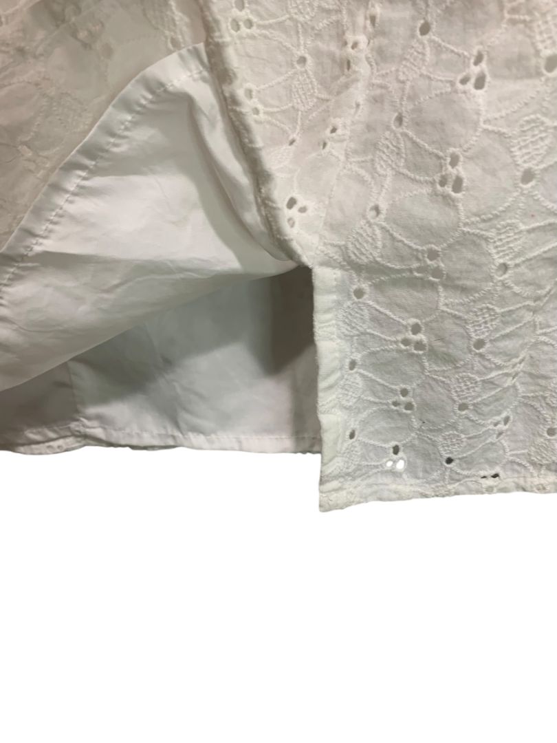 Small Forever 21 White Eyelet Mini Skirt Side Zip 14" Length