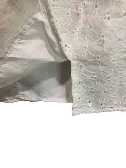 Small Forever 21 White Eyelet Mini Skirt Side Zip 14" Length