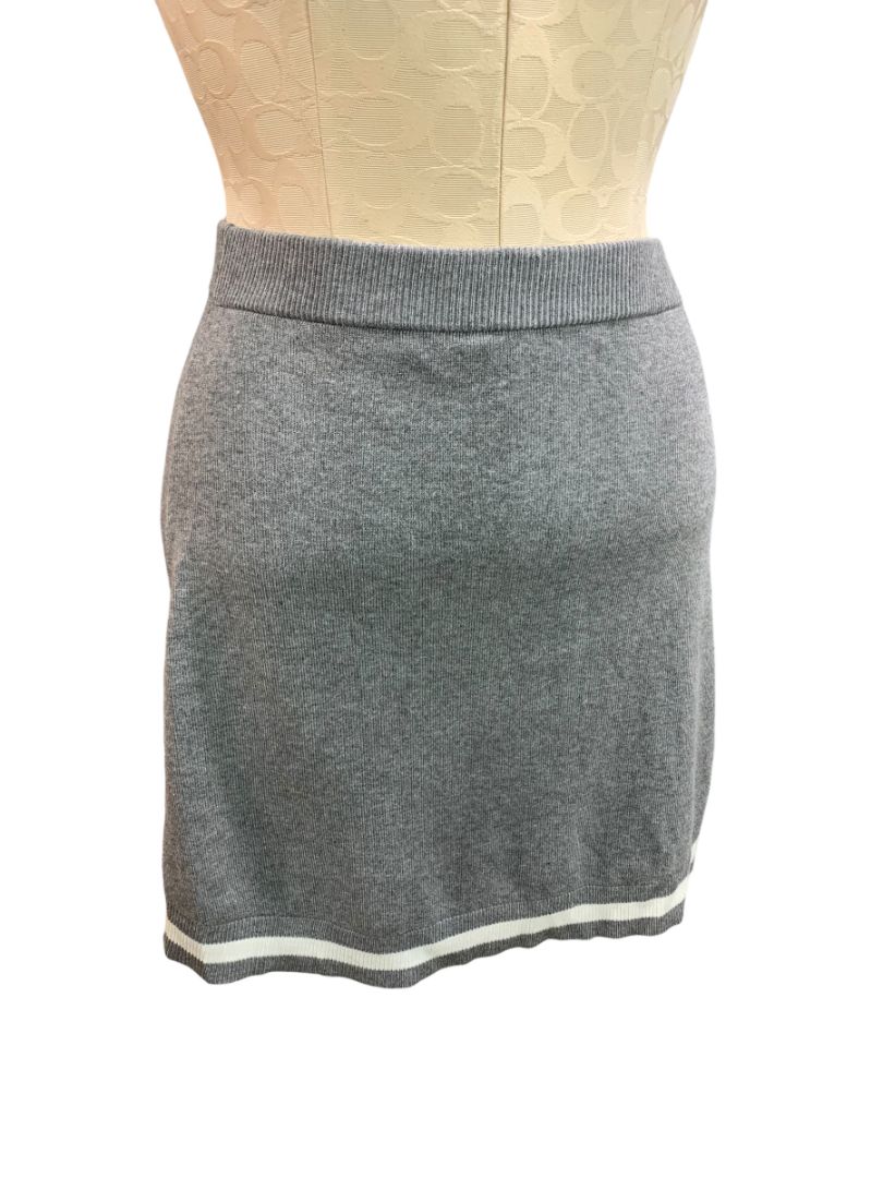 Small Sincerely Jules Sweater Knit Skirt New Gray Pull On Ivory Trim