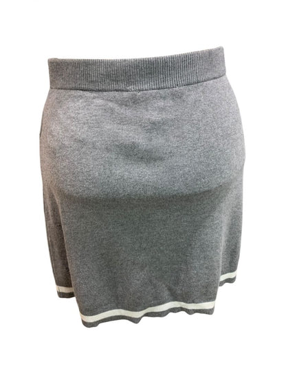 Small Sincerely Jules Sweater Knit Skirt New Gray Pull On Ivory Trim